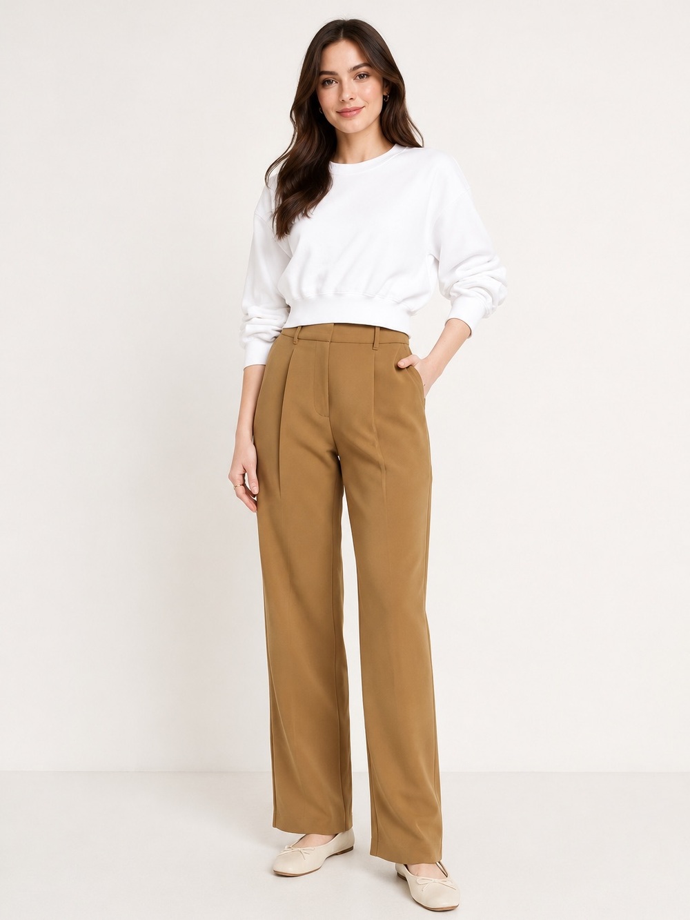 NWT Old Navy Women's Camel Straight-Leg Trousers